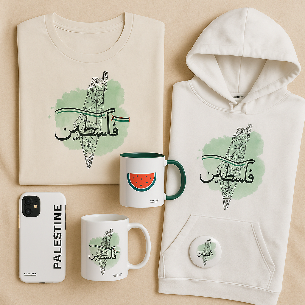 A bold and intentional collection inspired by identity, resistance, and comfort. Designed for those who wear their beliefs with pride.  A portion of profits from this collection is intended to support humanitarian aid and those in need, Insha Allah.